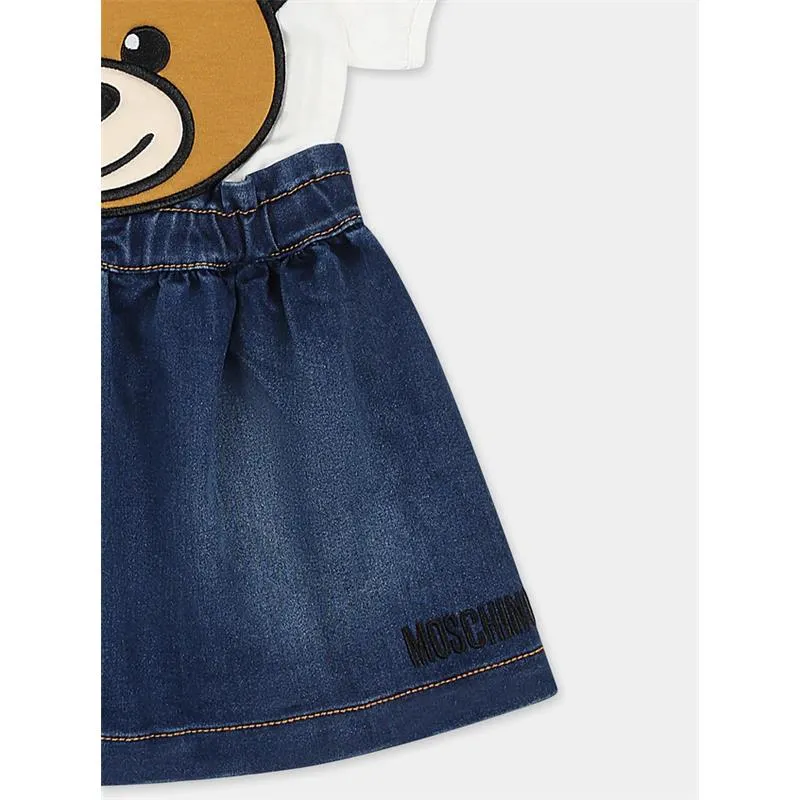 Moschino Baby - Short Sleeve Tee And Bear Overall Skirt Denim - Image 3
