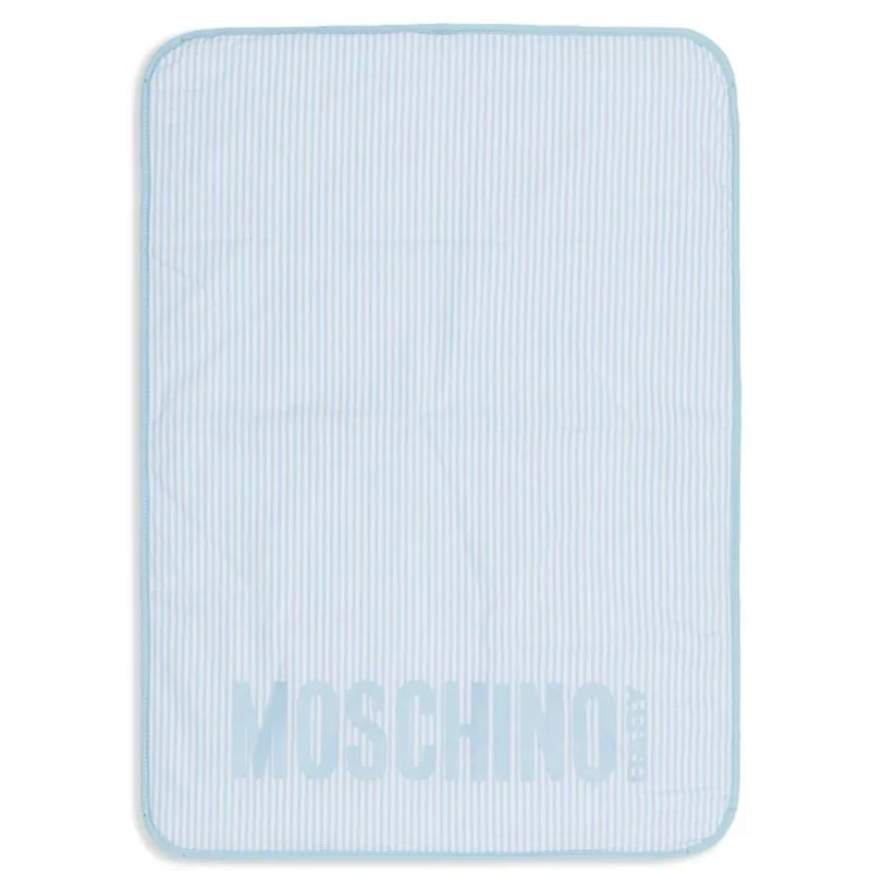 Moschino Baby - Striped Diaper Bag With Bear Patch Changing Mat Light Blue - Image 3