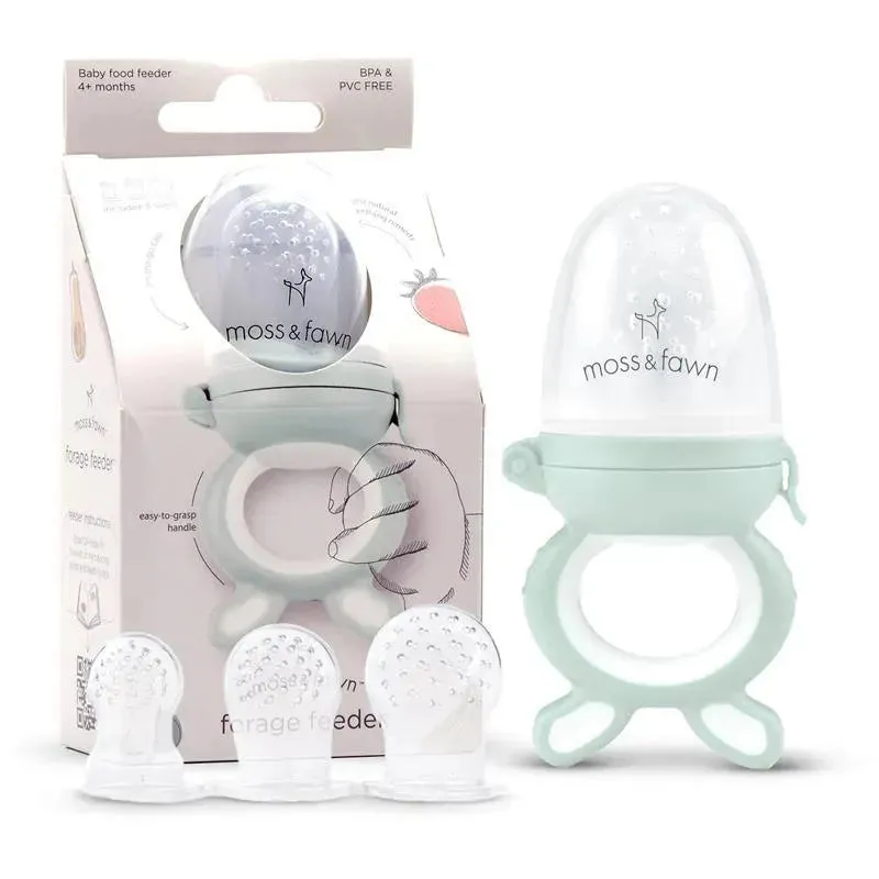Moss & Fawn - Forage Feeder, Soothing Silicone Frozen Baby Food Teething Toy, Fern