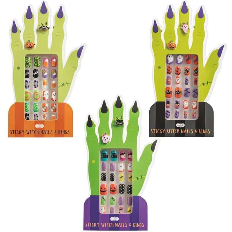 Mud Pie - 1Pk Black Halloween Nail Set, Assorted