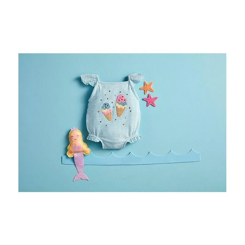 Mud Pie - Baby Girl Blue Seersucker Ice Cream Swimsuit - Image 2