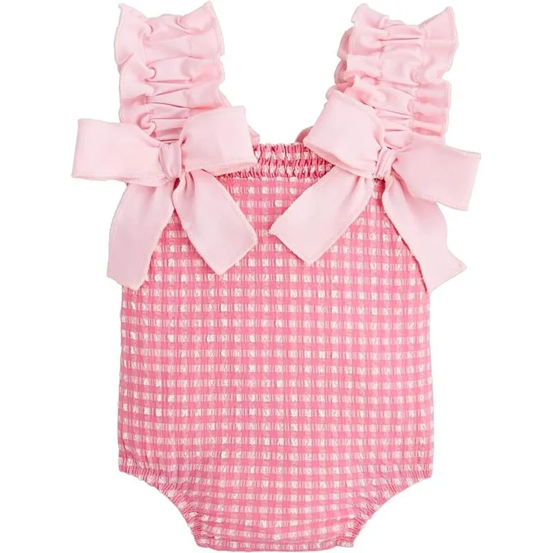 Mud Pie - Baby Girl Children's Pink Crinkle Check