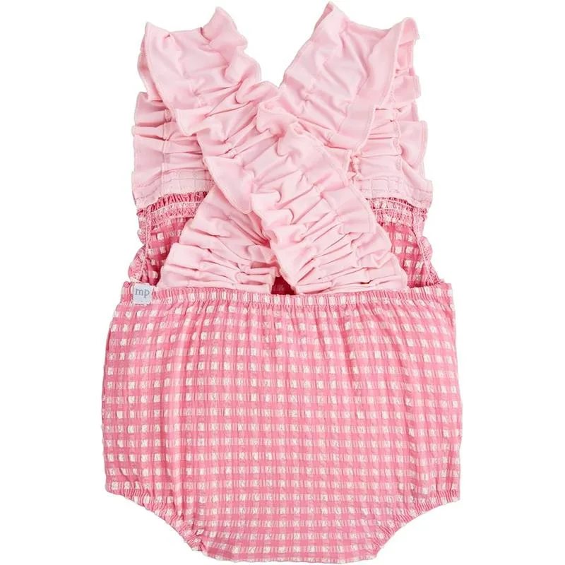 Mud Pie - Baby Girl Children's Pink Crinkle Check - Image 2