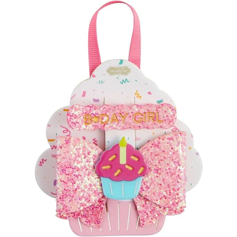 Mud Pie - Baby Girl Cupcake Birthday Hair Clips