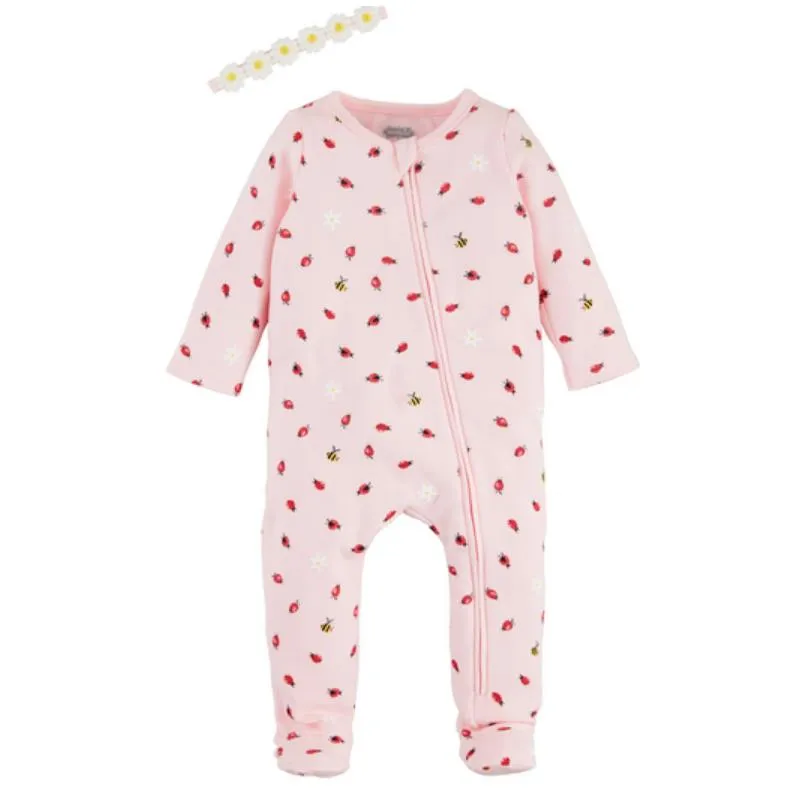 Mud Pie - Baby Girl Ladybug Sleeper & Headband Set