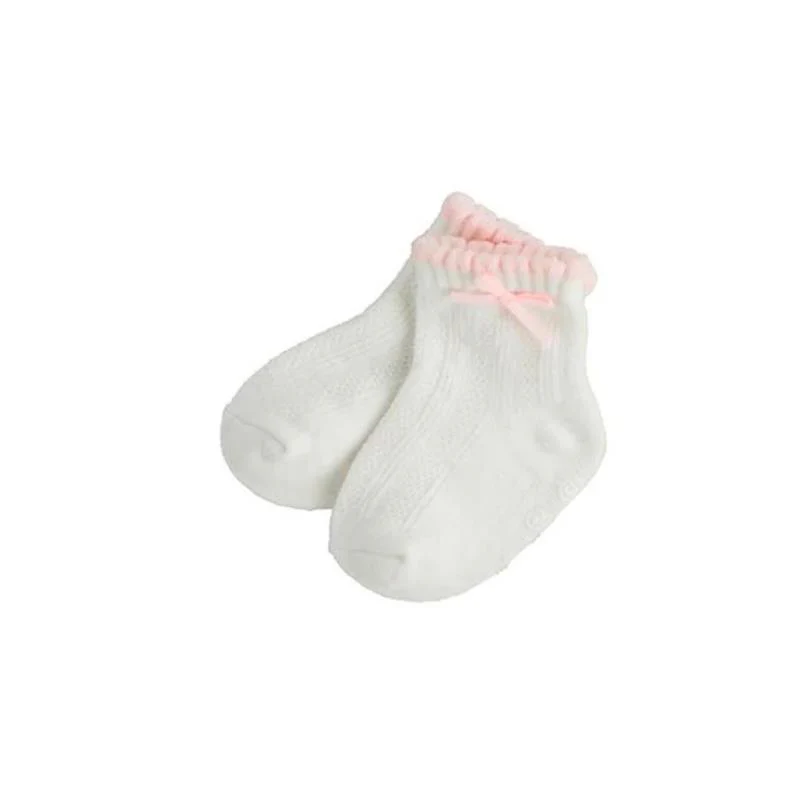 Mud Pie - Baby Girl Pink Baby Socks, Ivory And Pink
