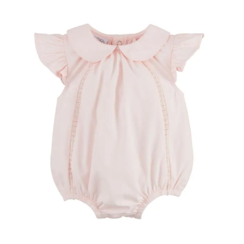 Mud Pie - Baby Girl Pink Collared Poplin Bubble