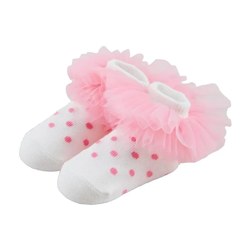 Mud Pie - Baby Girl Pink Dot Tutu Sock 0/12M