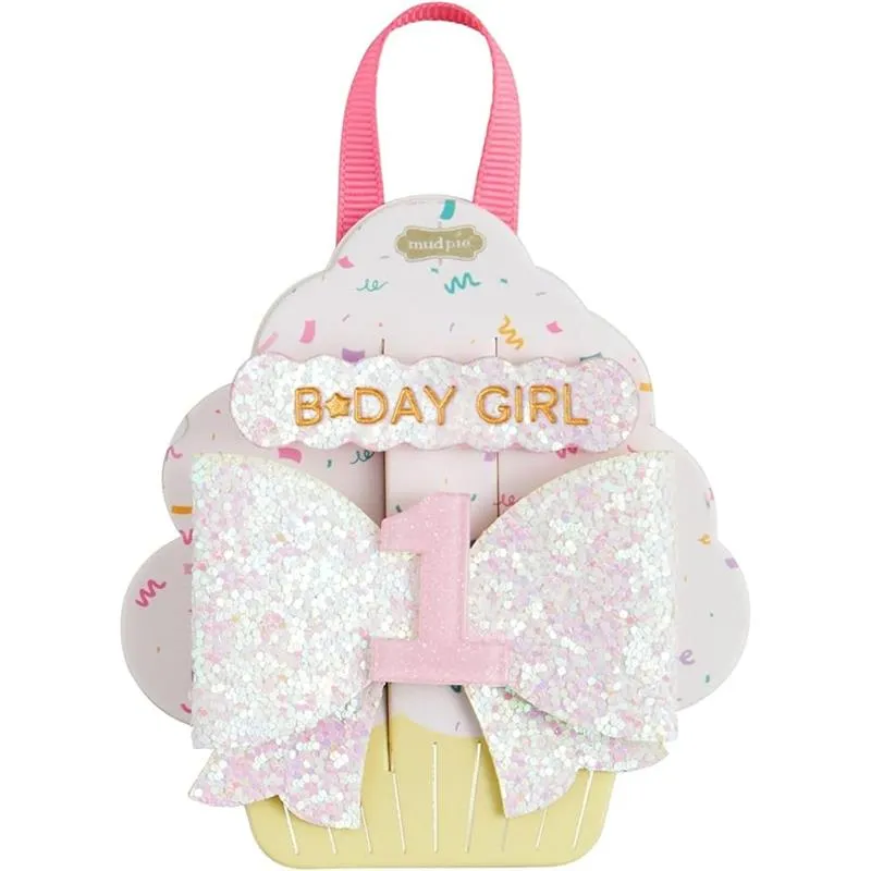 Mud Pie - Baby Girl Pink One Birthday Hair Clips