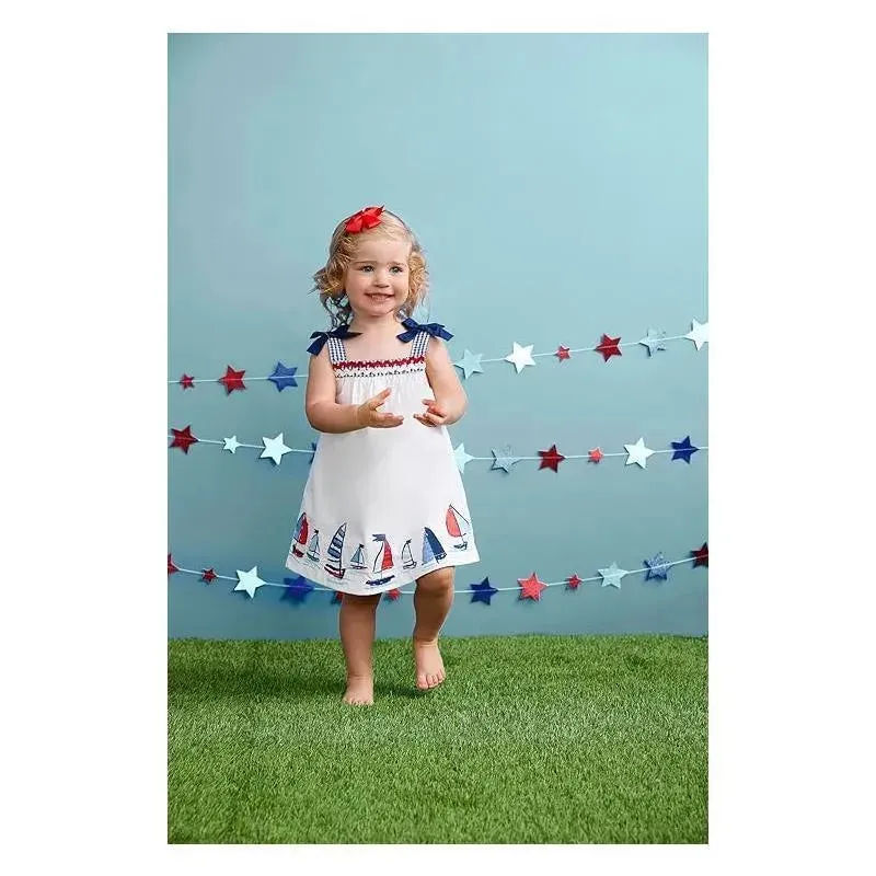 Mud Pie - Baby Girl Sailboat Poplin Dress - Image 2