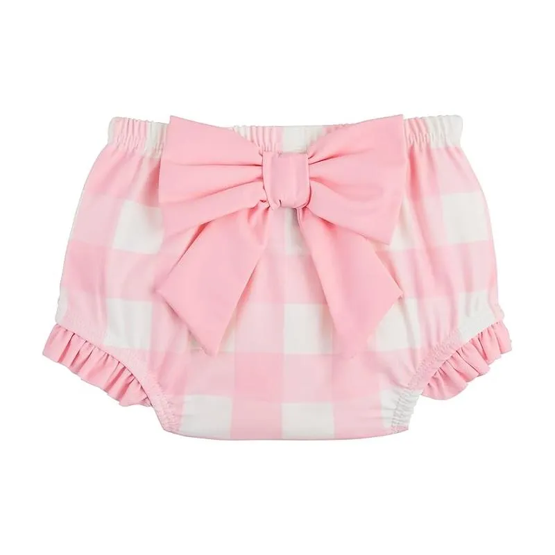 Mud Pie - Baby Girl Smocked Pink Check Two-Piece Swimsuit - Image 2