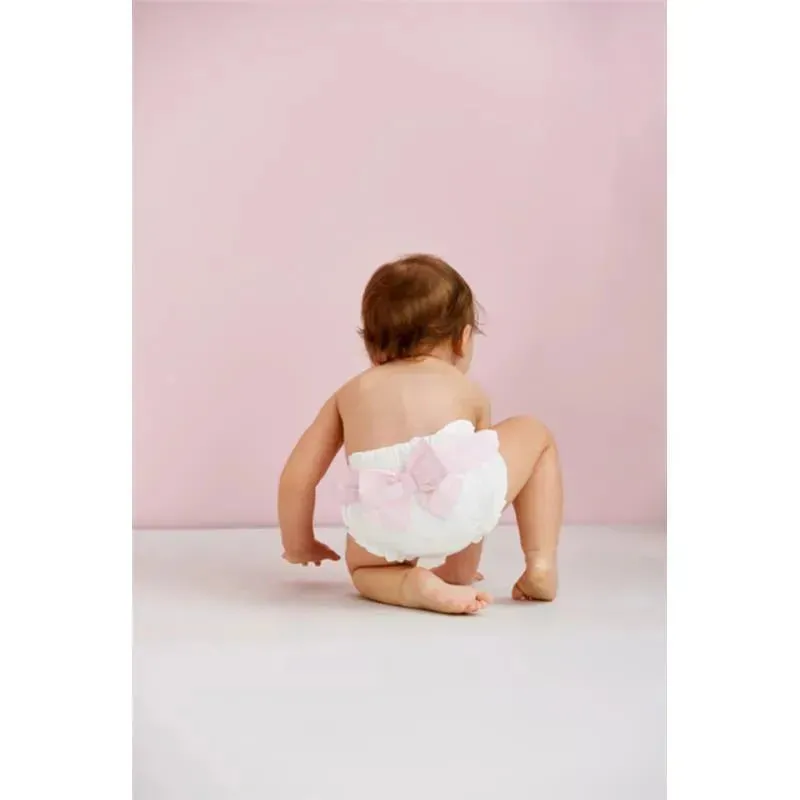 Mud Pie - Baby Girl White Bow Diaper Cover - Image 2