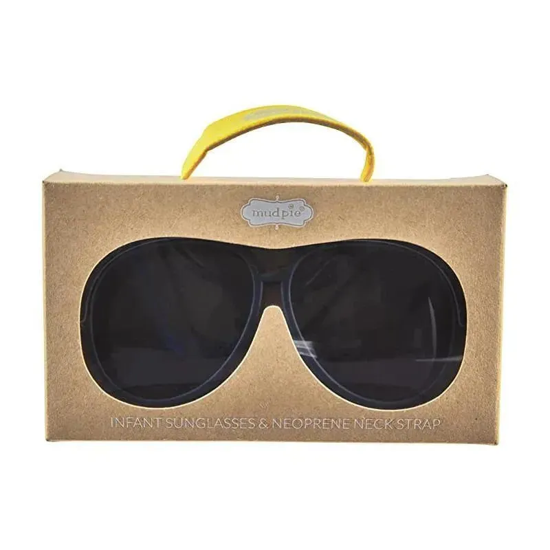 Mud Pie Baby Navy Aviator Boy Sunglasses with Strap - Image 2