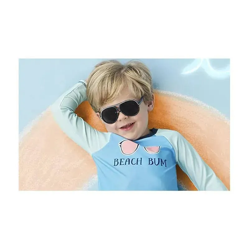 Mud Pie Baby Navy Aviator Boy Sunglasses with Strap - Image 3