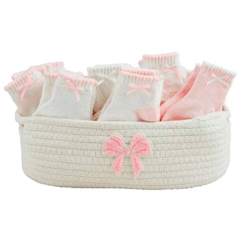 Mud Pie - Baby Pink Baby Socks, Bow Pink - Image 2