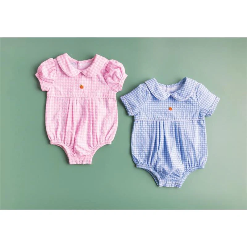 Mud Pie - Baby Pink Gingham Pumpkin Bubble - Image 2