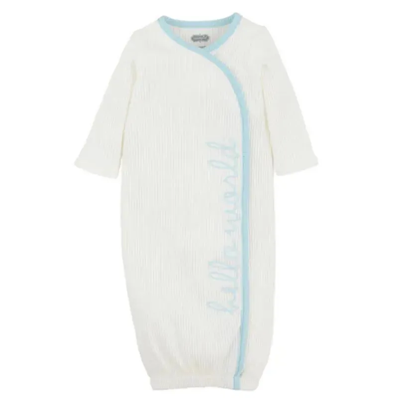 Mud Pie - Blue Hello World Gown, 0/3M