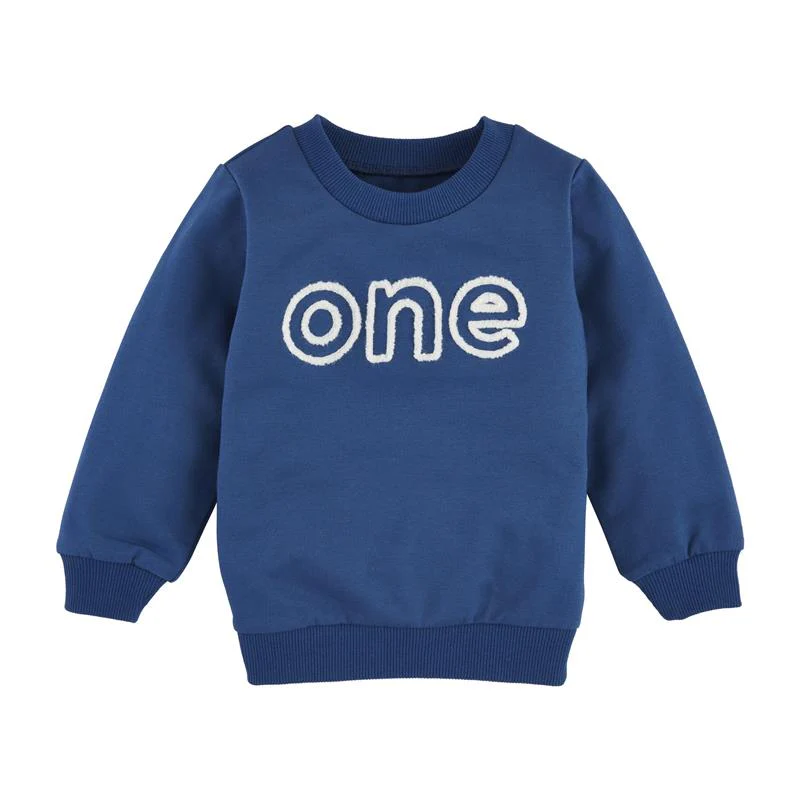 Mud Pie - Childrens Birthday Sweatshirt, One Year, Blue - Image 2
