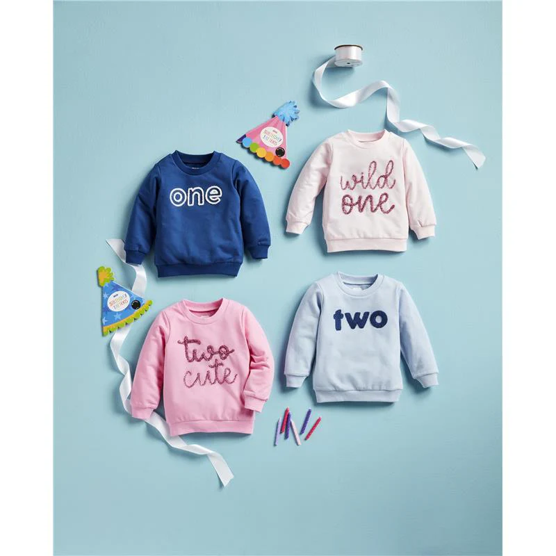Mud Pie - Childrens Birthday Sweatshirt, One Year, Blue - Image 3