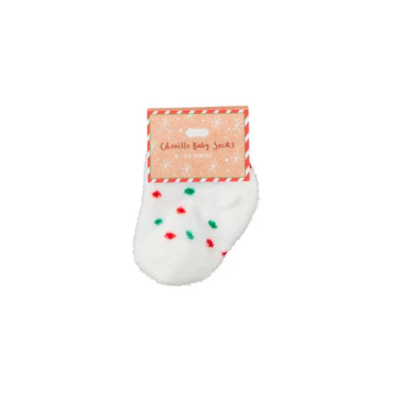 Mud Pie - Christmas Chenille Socks, Polk Dots