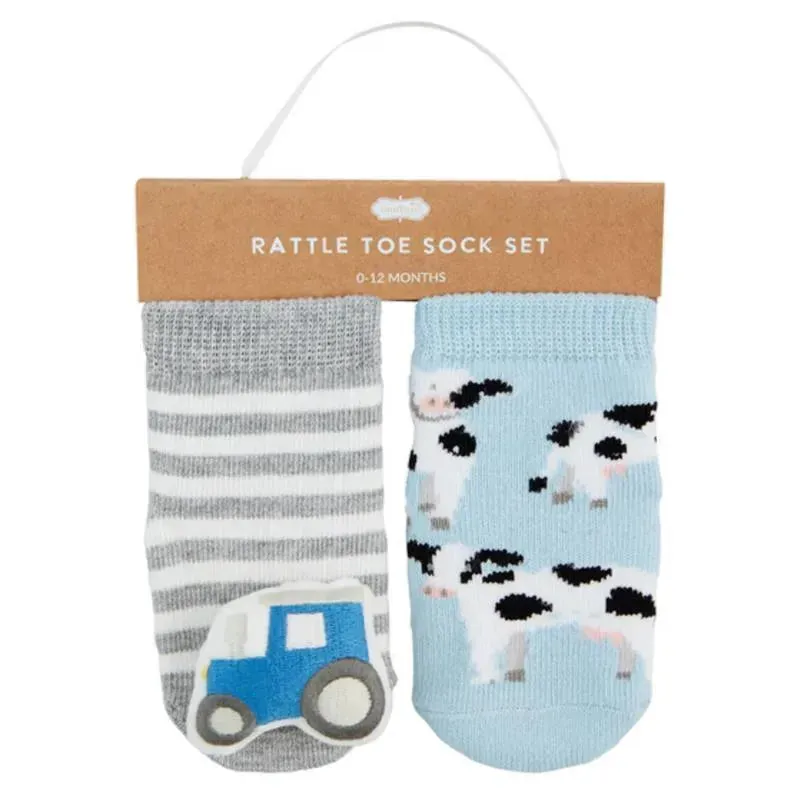 Mud Pie - Cow Rattle Toe Sock Set