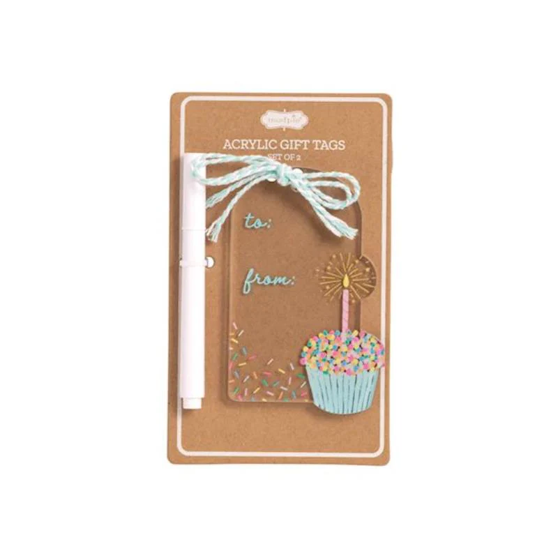 Mud Pie Cupcake Acrylic Birthday Tag Sets