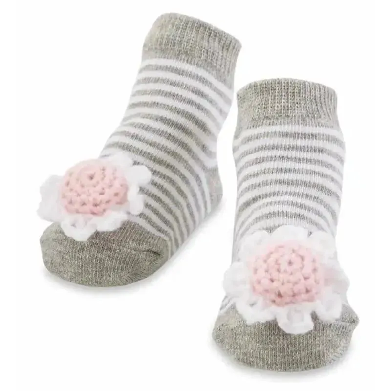 Mud Pie - Flower Rattle Baby Socks, 0/12M