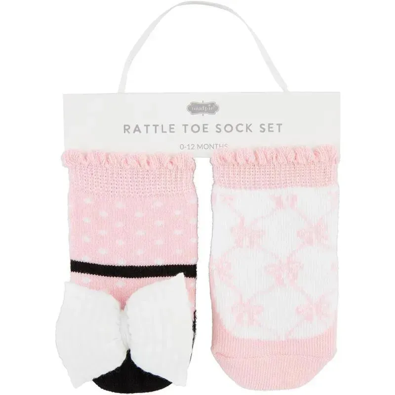 Mud Pie - Gingham Rattle Toe Sock Set