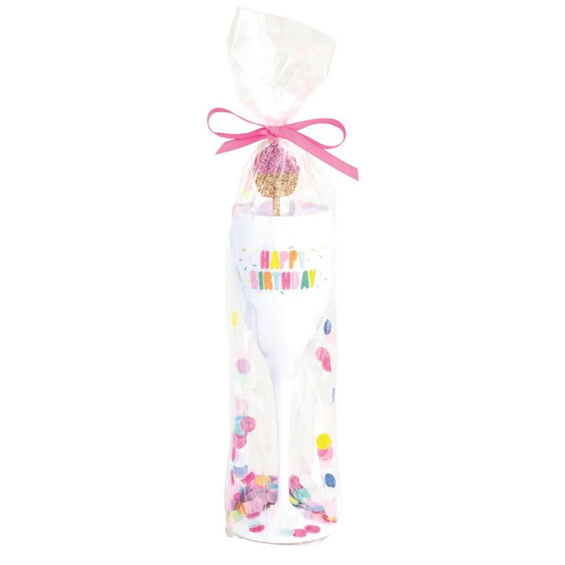 Mud Pie Happy Birthday Acrylic Flute Set