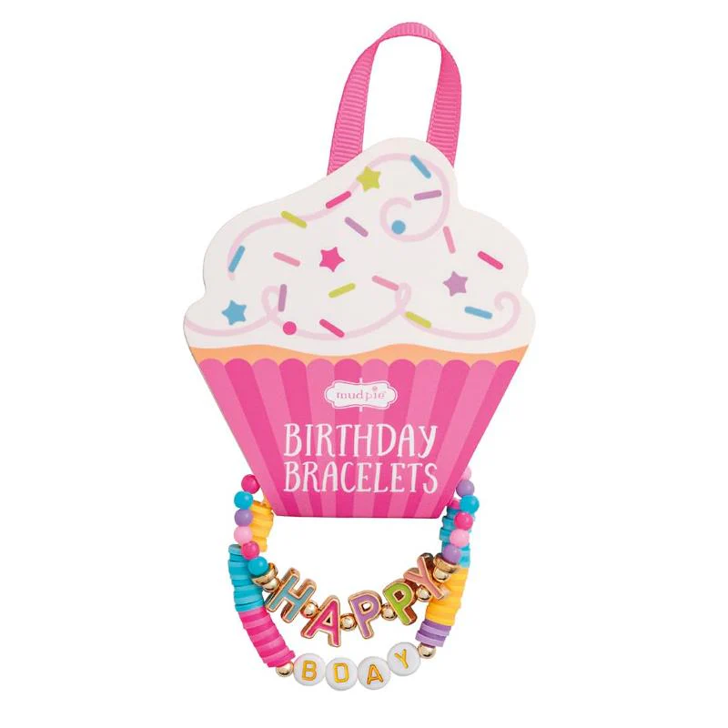 Mud Pie Kids' White Cupcake Birthday Bracelet Set