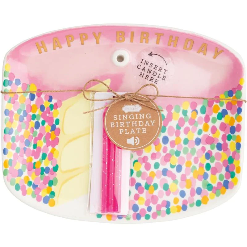 Mud Pie Pink Musical Birthday Cake Plate Set