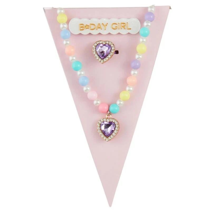 Mud Pie Purple Birthday Jewelry Set
