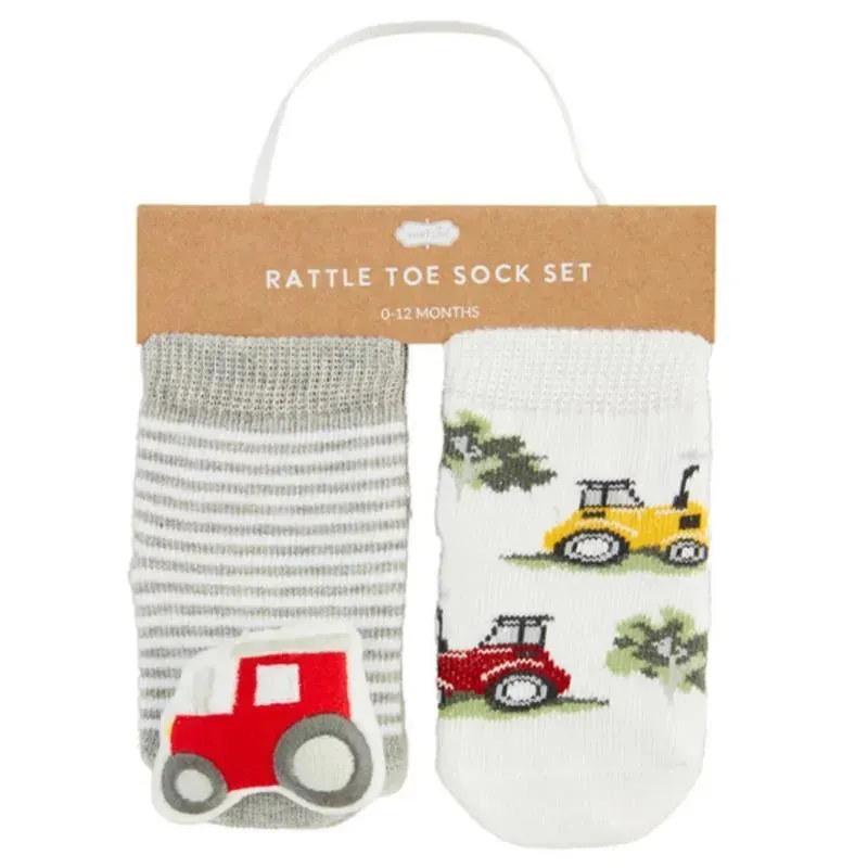 Mud Pie - Tractor Rattle Toe Sock Set - Image 2