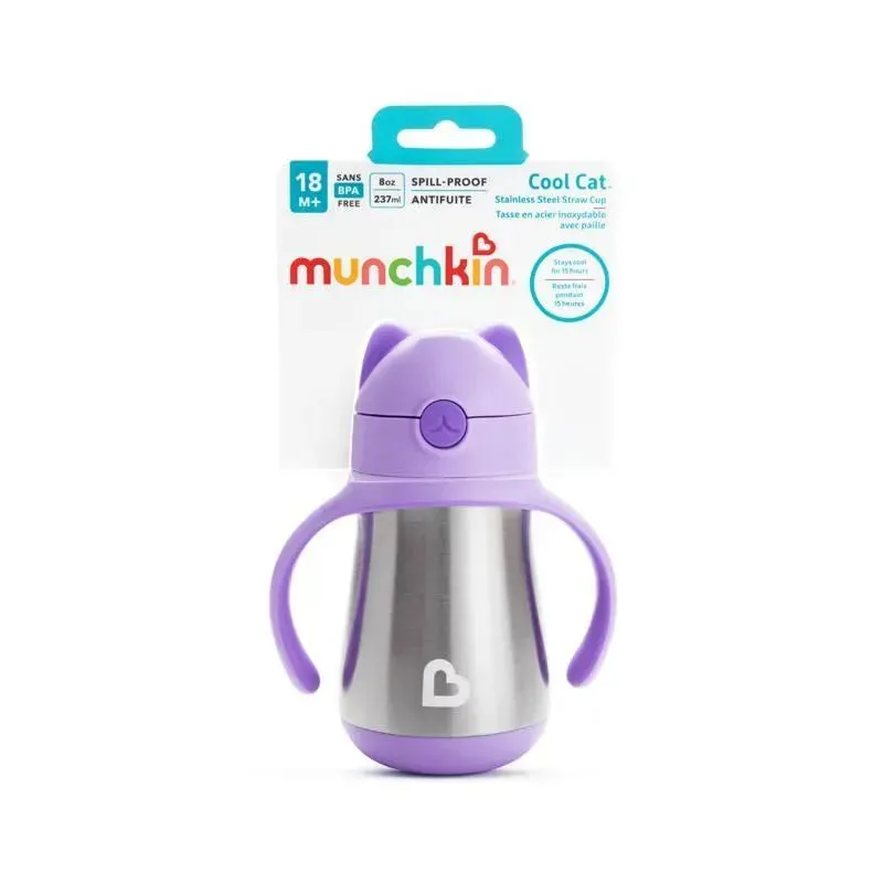 Munchkin 8Oz Cool Cat Stainless Steel Cup, Purple - Image 4