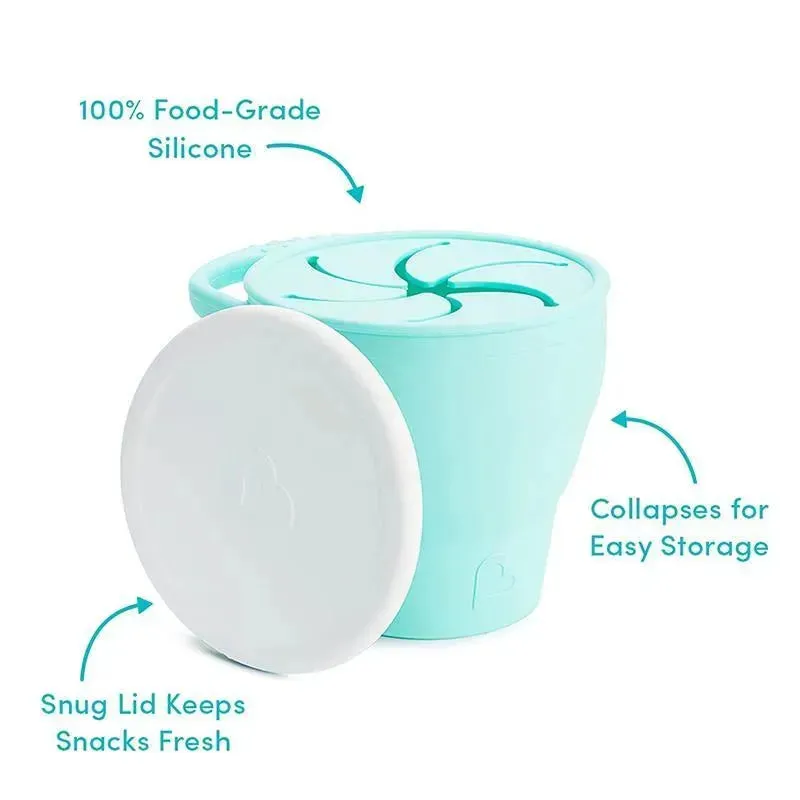 Munchkin - C’est Silicone! Collapsible Snack Catcher with Lid, Mint - Image 3