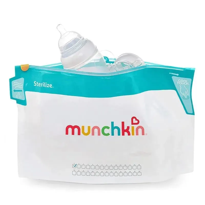 Munchkin Jumbo Bottle Sterilizing Bags, Microwave Bottle Sterilizer Bags - 6Pk, 180 Uses