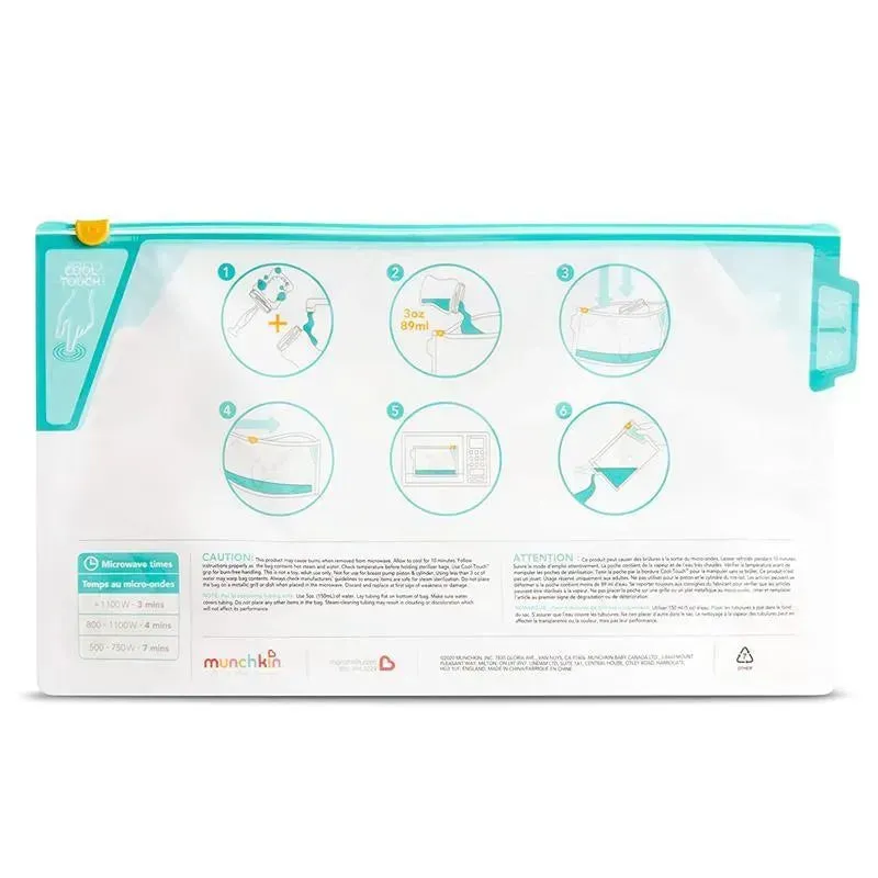 Munchkin Jumbo Bottle Sterilizing Bags, Microwave Bottle Sterilizer Bags - 6Pk, 180 Uses - Image 4