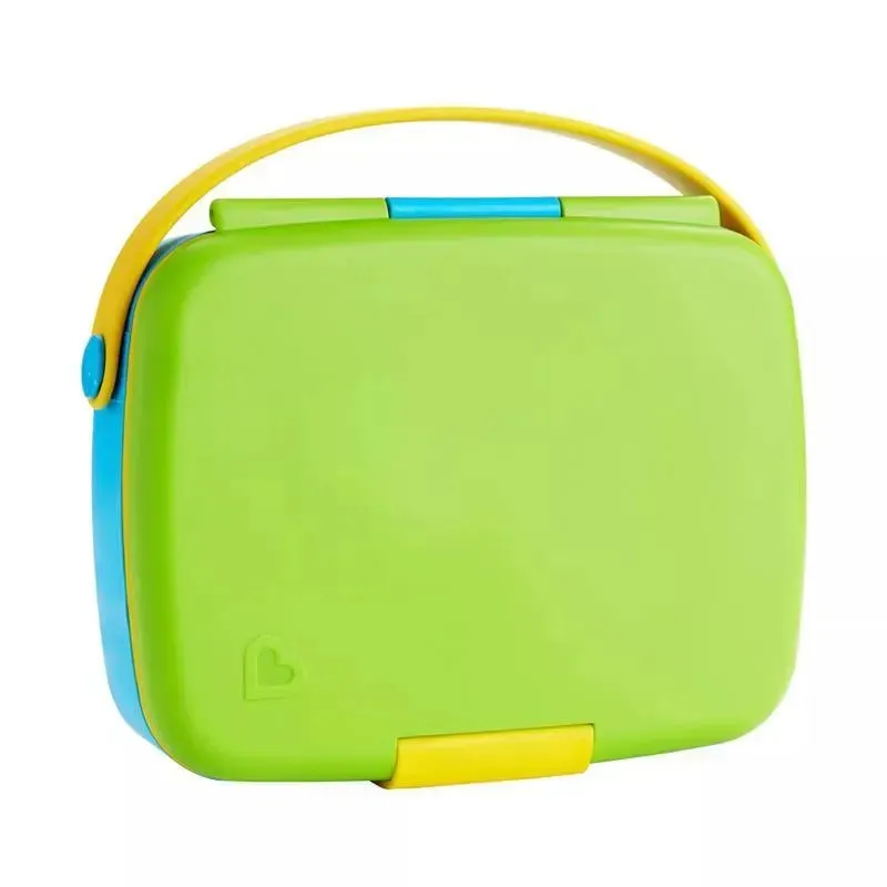 Munchkin - Lunch Bento Box with Stainless Steel Utensils ( Green & Yellow)