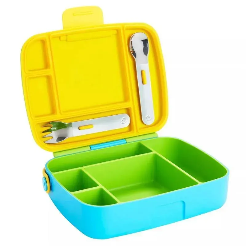 Munchkin - Lunch Bento Box with Stainless Steel Utensils ( Green & Yellow) - Image 6