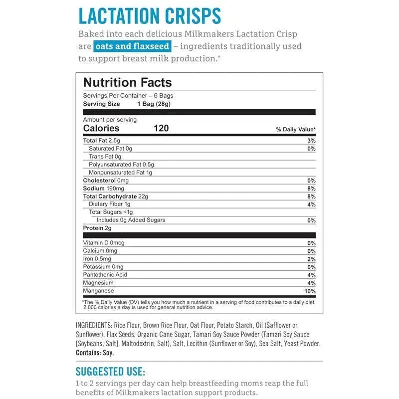 Munchkin - Milkmakers Lactation Crisps for Nursing, Breastfeeding and Pumping Moms, Gluten and Fenugreek Free, Sea Salt - Image 6