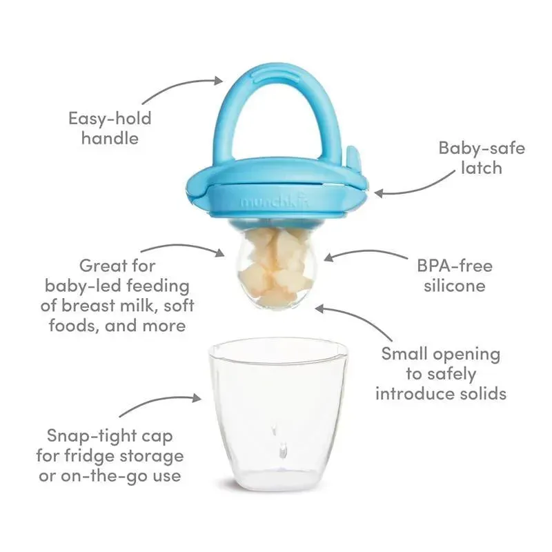 Munchkin - Silicone Baby Food Feeder for Solids and Purees, 2 Pack, Blue/Mint - Image 8