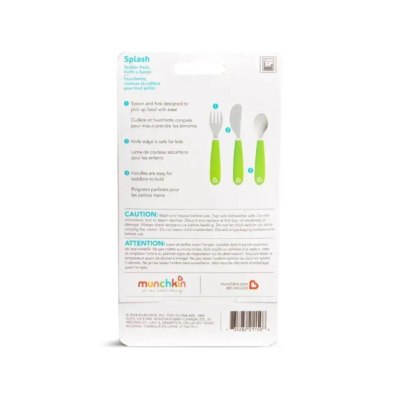 Munchkin Splash Toddler Fork, Knife & Spoon Set, Green - Image 3