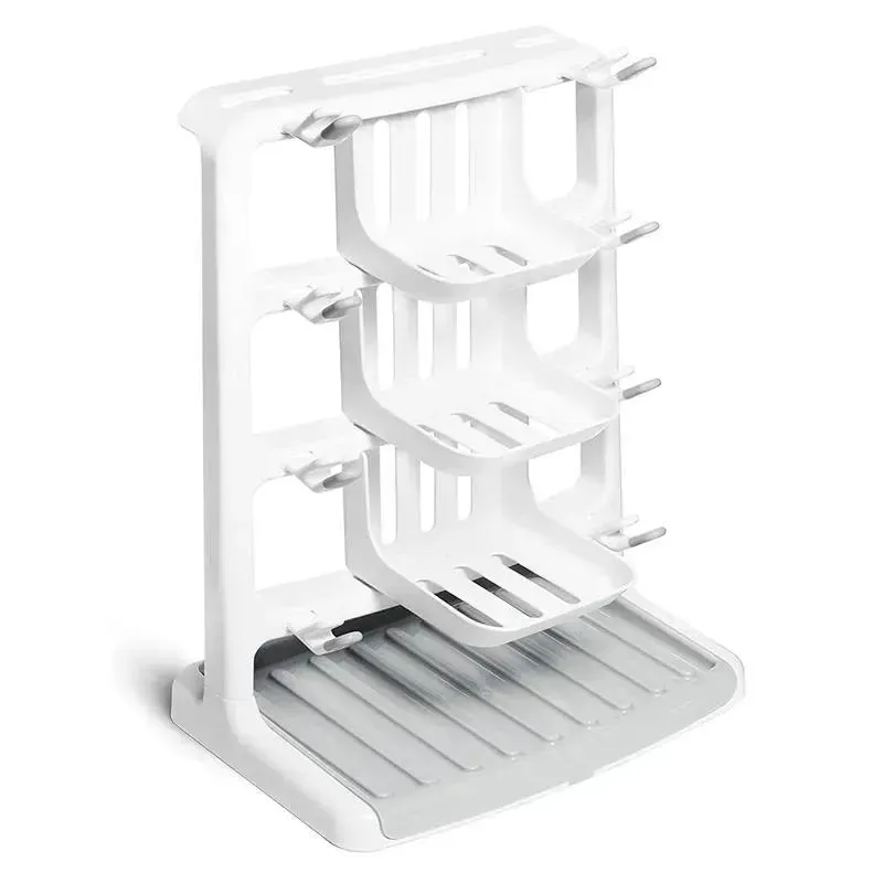 Munchkin - Tidy Dry Space Saving Vertical Bottle Drying Rack for Baby Bottles and Accessories, White