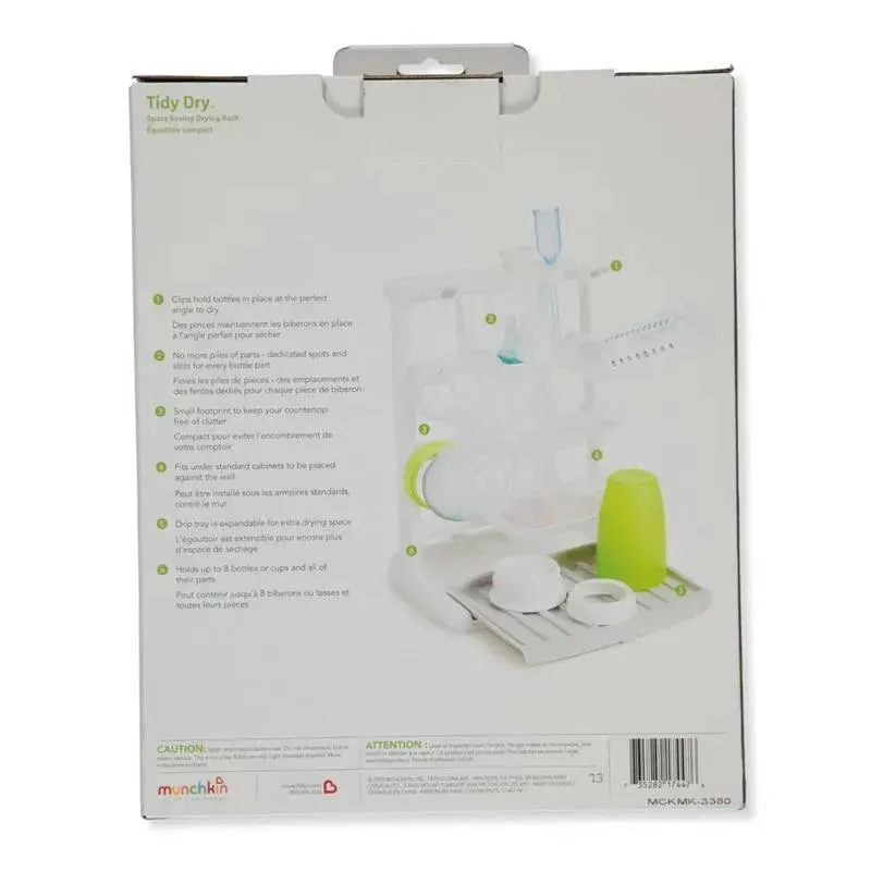 Munchkin - Tidy Dry Space Saving Vertical Bottle Drying Rack for Baby Bottles and Accessories, White - Image 2