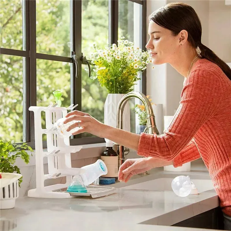Munchkin - Tidy Dry Space Saving Vertical Bottle Drying Rack for Baby Bottles and Accessories, White - Image 5