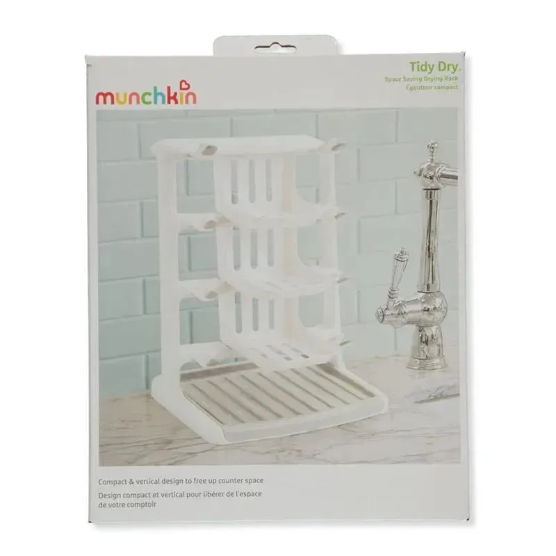 Munchkin - Tidy Dry Space Saving Vertical Bottle Drying Rack for Baby Bottles and Accessories, White - Image 6