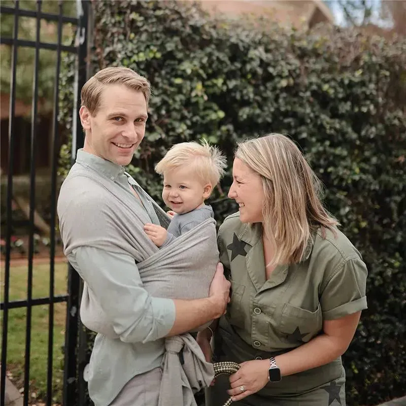 Mushie - 100% Organic Cotton Baby Wrap Carrier, Grey Melange - Image 2