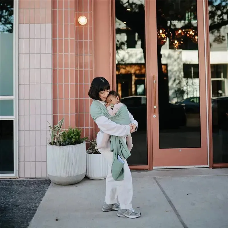 Mushie - 100% Organic Cotton Baby Wrap Carrier, Roman Green - Image 2