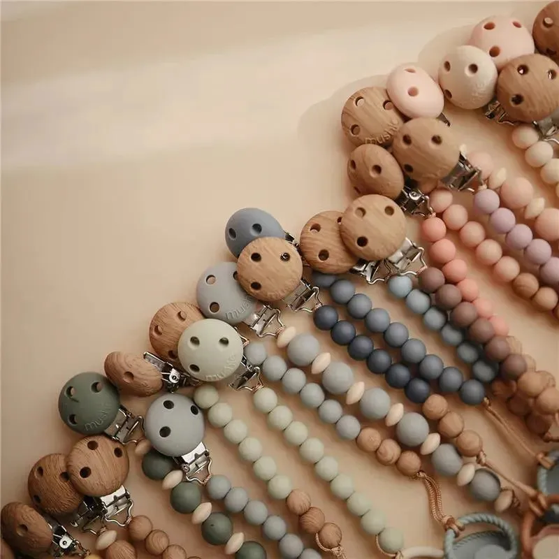 Mushie - 100% Silicone Baby Pacifier Clip BPA Free, Eva Ash - Image 8