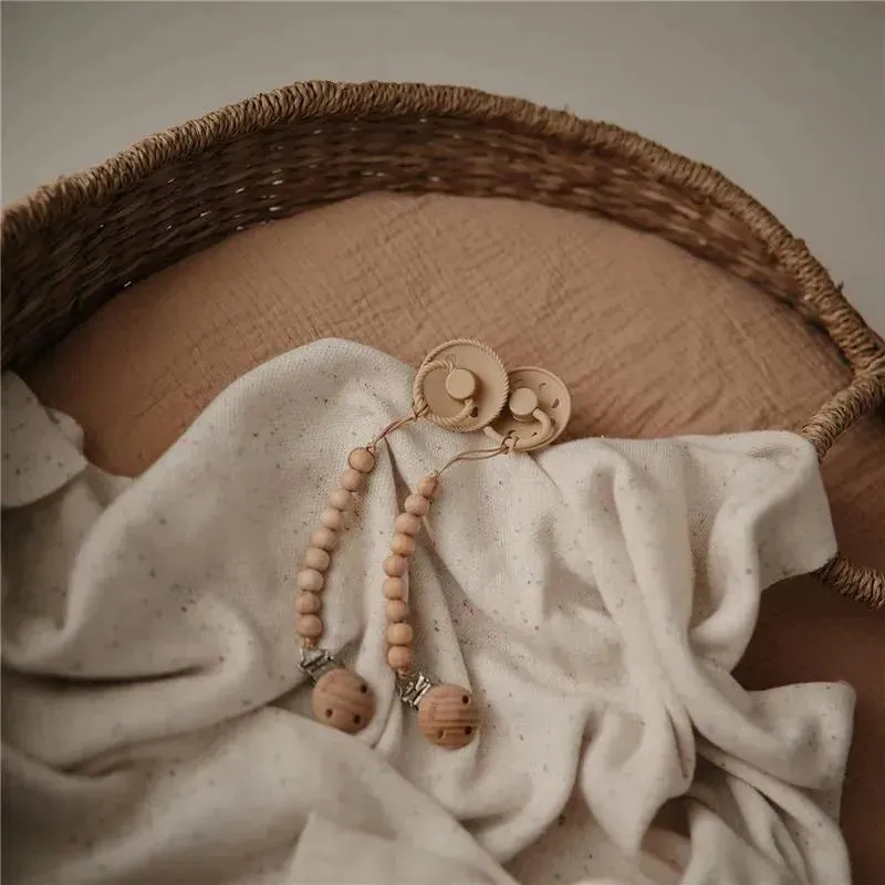 Mushie - 100% Silicone Baby Pacifier Clip BPA Free, Hera Faux Wood - Image 3